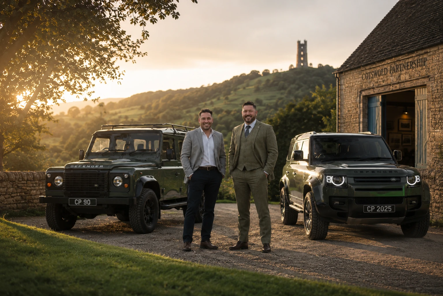 Cotswold Partnership brand presentation with specialist vehicles in a Cotswold setting